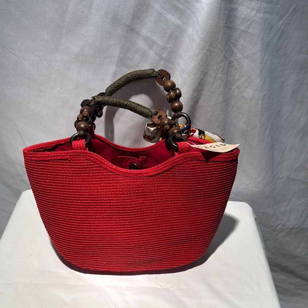 Magid Red Textured Tote with Chain Handles - Picture 4 of 11